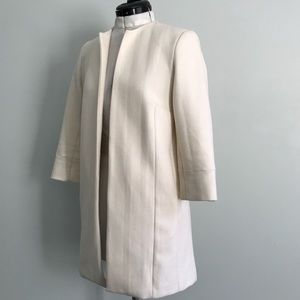 Rhyme and Echo Wool winter white collarless coat